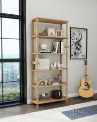 CMDWOOD ROSA Kitaplık : 6 Raflı Minimalist Mdf Ve Ahşap Tasarım 174cm X 80cm X 30cm