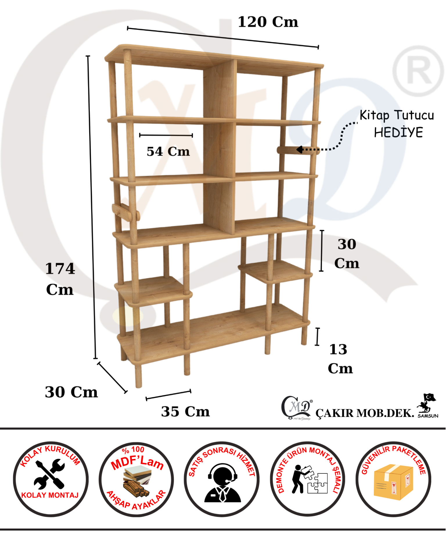 CMDWOOD SALVİA Kitaplık : Minimalist Mdf Ve Ahşap Tasarım, Kitaplık, Dosyalık, Plaketlik, Ev Ve Ofis Tasarım
