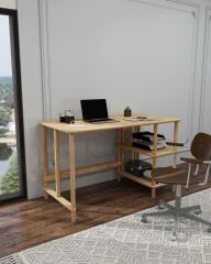 CMDWOOD Vivace Çalışma Masası Mdf Ve Ahşap Zarif Tasarım 2 Raflı - Ofis Masası -oyuncu Masası -ders Masası