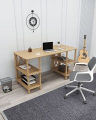 CMDWOOD VİSTA Çalışma Masası – Mdf'lam & Ahşap Ayaklı | 4 Raflı | Minimalist & Fonksiyonel Tasarım