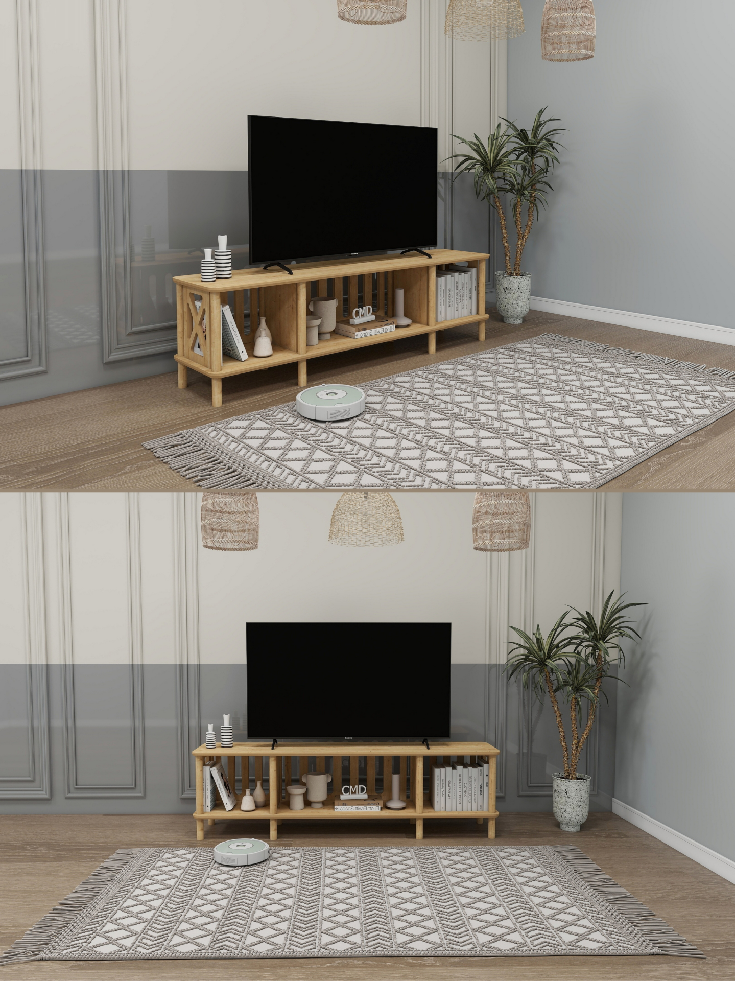 CMDWOOD ONTANO Tv Ünitesi 160cm Mdf'lam Ve Ahşap Tasarım -salon Ünitesi - Oturma Odası- Televizyon Odası