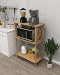 CMDWOOD ARONA: Çok Amaçlı 3 Katlı Ahşap Raf – Mutfak, Balkon, Ofis, Otel Kullanımına Uygun Organizer