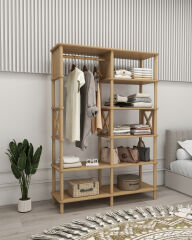 Lusso Elbise Dolabı - Vestiyer - Gardolap - Minimalist Mdf^lam Ve Ahşap Ayak Tasarımıyla Tinyhouse